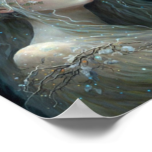 Silver Goddess Fantasy Art Poster (Ecke)