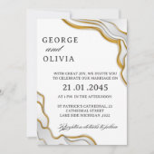 Silver & Gold Abstract Watercolor Wedding Einladung (Vorderseite)