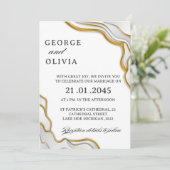 Silver & Gold Abstract Watercolor Wedding Einladung (Stehend Vorderseite)