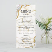 Silver & Gold Abstract Watercolor Wedding Menu Menükarte (Stehend Vorderseite)