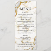 Silver & Gold Abstract Watercolor Wedding Menu Menükarte (Vorderseite)