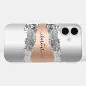 Silver gold agate Marmornamenskript Case-Mate iPhone Hülle (Rückseite (Horizontal))