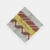 Silver, Gold And Plaid Paper Napkin Serviette (Ecke)
