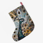 Silver Gold Aquamarin Blue Peacock Weihnachtsname Großer Weihnachtsstrumpf (Rückseite (Hängend))