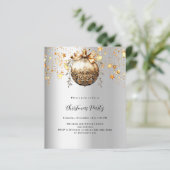 Silver gold Bauble star Weihnachten Party Einladun (Stehend Vorderseite)