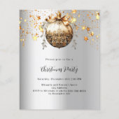 Silver gold Bauble star Weihnachten Party Einladun (Vorderseite)