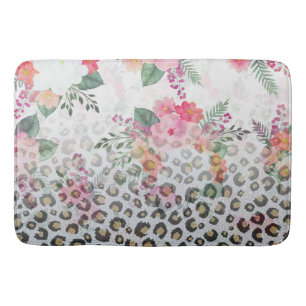 Silver Gold Black Leopard Print Pink Blume Badematte