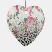 Silver Gold Black Leopard Print Pink Blume Keramik Ornament (Rechts)