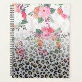 Silver Gold Black Leopard Print Pink Blume Planer (Vorderseite)