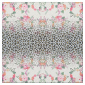 Silver Gold Black Leopard Print Pink Blume Stoff (Muster)