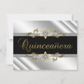 Silver Gold Black Quinceanera Einladung (Vorderseite)
