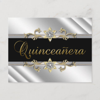 Silver Gold Black Quinceanera Einladung