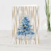 Silver Gold Blue Christmas Tree Karte (Vorderseite)