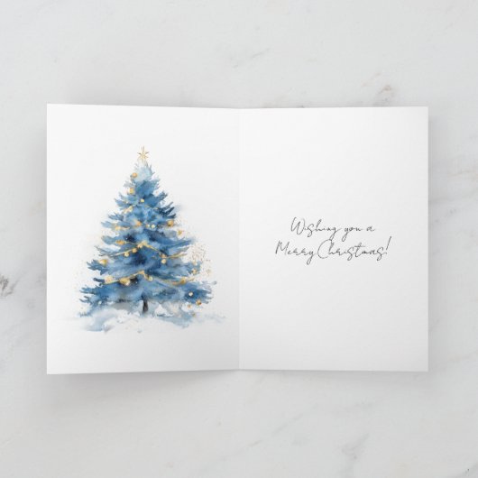 Silver Gold Blue Christmas Tree Karte (Innenseite)