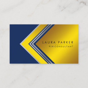 Silver Gold Blue Geometrie Finance Modern Visitenkarte