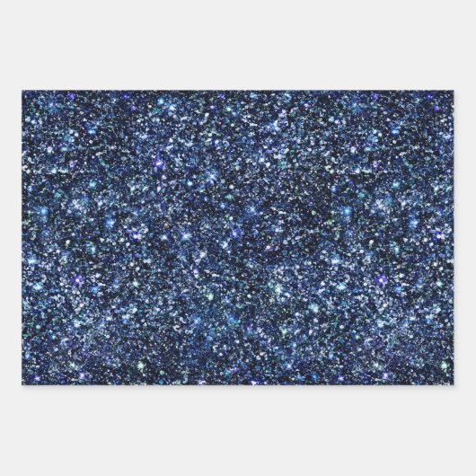 Silver Gold Blue Glitzer Glam Bling Stilvolle Eleg Geschenkpapier Set (Vorderseite)