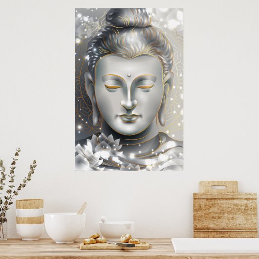 Silver & Gold Buddha Lotus Poster (Küche)
