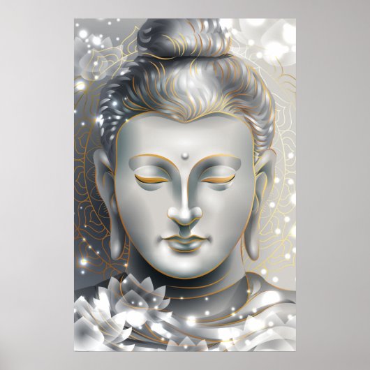 Silver & Gold Buddha Lotus Poster (Vorne)