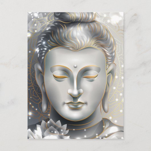 Silver & Gold Buddha Lotus Postkarte (Vorderseite)