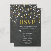 Silver Gold Chalkboard Confetti Wedding RSVP Cards (Vorne/Hinten)