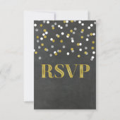 Silver Gold Chalkboard Confetti Wedding RSVP Cards Karte (Rückseite)
