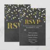 Silver Gold Chalkboard Confetti Wedding RSVP Cards Karte (Vorne/Hinten)