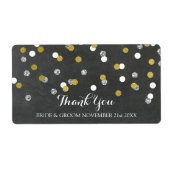 Silver Gold Chalkboard Confetti Wedels Labels (Vorne)