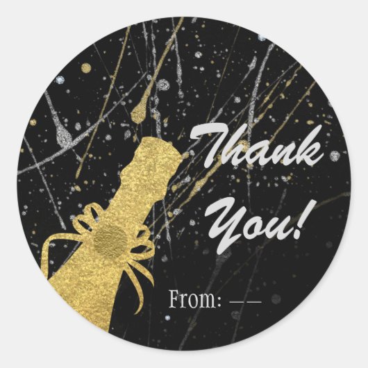 Silver & Gold Champagne Gastgeschenk feiern Runder Aufkleber (Vorderseite)