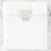 Silver Gold Confetti Abschluss 2025 Quadratischer Aufkleber (Tasche)