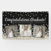 Silver Gold Confetti Foto Collage Abschluss Banner (Horizontal)