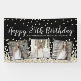 Silver Gold Confetti FotoCollage 25. Geburtstag Banner