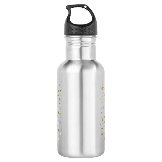 Silver/Gold Confetti Monogramm Trinkflasche (Rückseite)