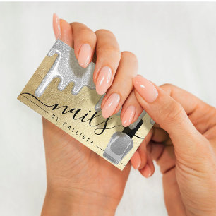 Silver Gold Dick Glitzer Tropfen Polnische Nägel Visitenkarte