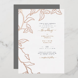 Silver & Gold Dripping Ivy Wedding Foil Einladung