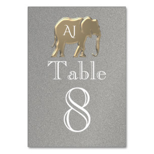 Silver Gold Elephant Wedding Tischnummer