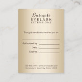 Silver & Gold Eyelash Erweiterungen Geschenkgutsch Rabattkarte (Rückseite)