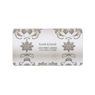 Silver Gold Floral Address Label Adressaufkleber