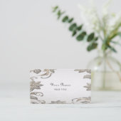 Silver Gold Floral Business Card Visitenkarte (Stehend Vorderseite)