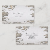Silver Gold Floral Business Card Visitenkarte (Vorne/Hinten)