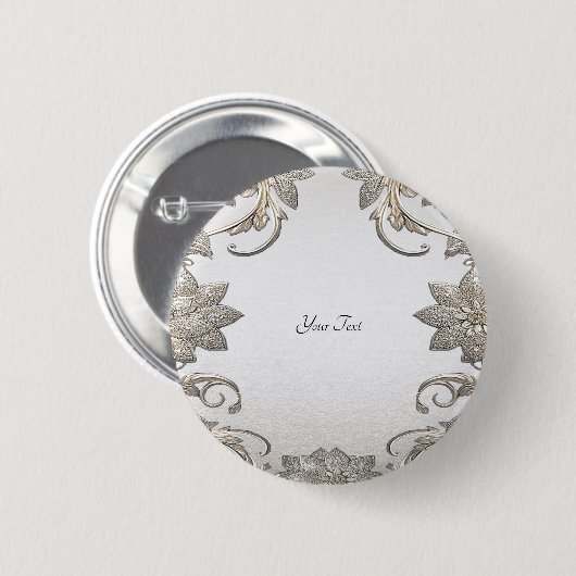 Silver Gold Floral Button (Vorne & Hinten)