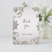Silver Gold Floral Dankeschön Karte (Stehend Vorderseite)