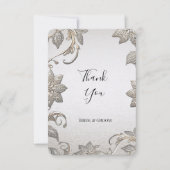 Silver Gold Floral Dankeschön Karte (Vorderseite)