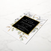 Silver Gold Floral Elegant Square Open House Folieneinladung (Gedreht)