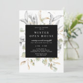 Silver Gold Floral Elegantes Open House Einladung (Stehend Vorderseite)