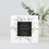 Silver Gold Floral Elegantes Open House Einladung (Stehend Vorderseite)