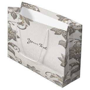 Silver Gold Floral Geschenktasche Große Geschenktüte