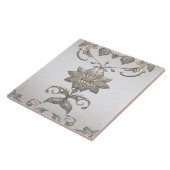 Silver Gold Floral Keramik Tile Fliese (Seite)