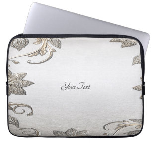 Silver Gold Floral Laptop Sleeve