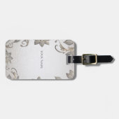 Silver Gold Floral Luggage Tag Gepäckanhänger (Vorderseite horizontal)