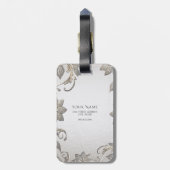 Silver Gold Floral Luggage Tag Gepäckanhänger (Rückseite vertikal)